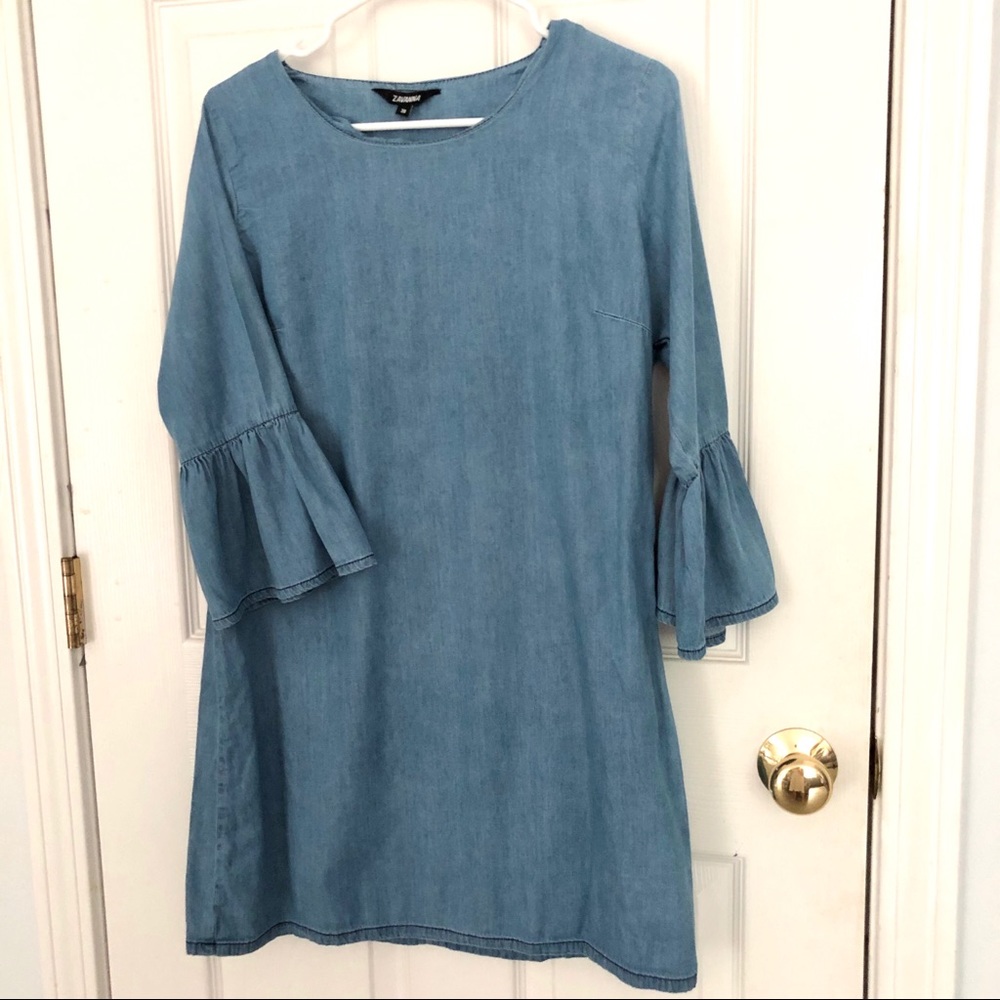 Jean Dress Mini Short Ruffle Sleeve